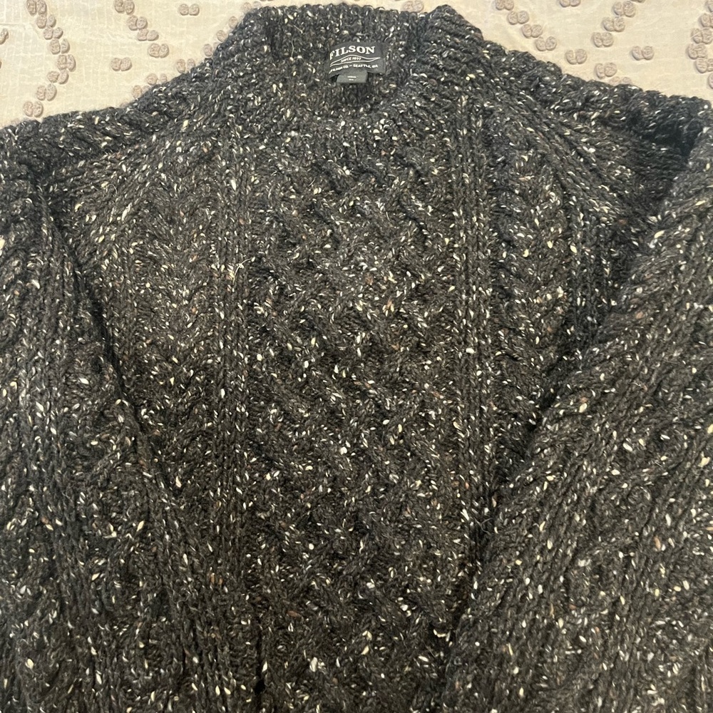 Filson Wool Black Fisherman’s Sweater in Size XL